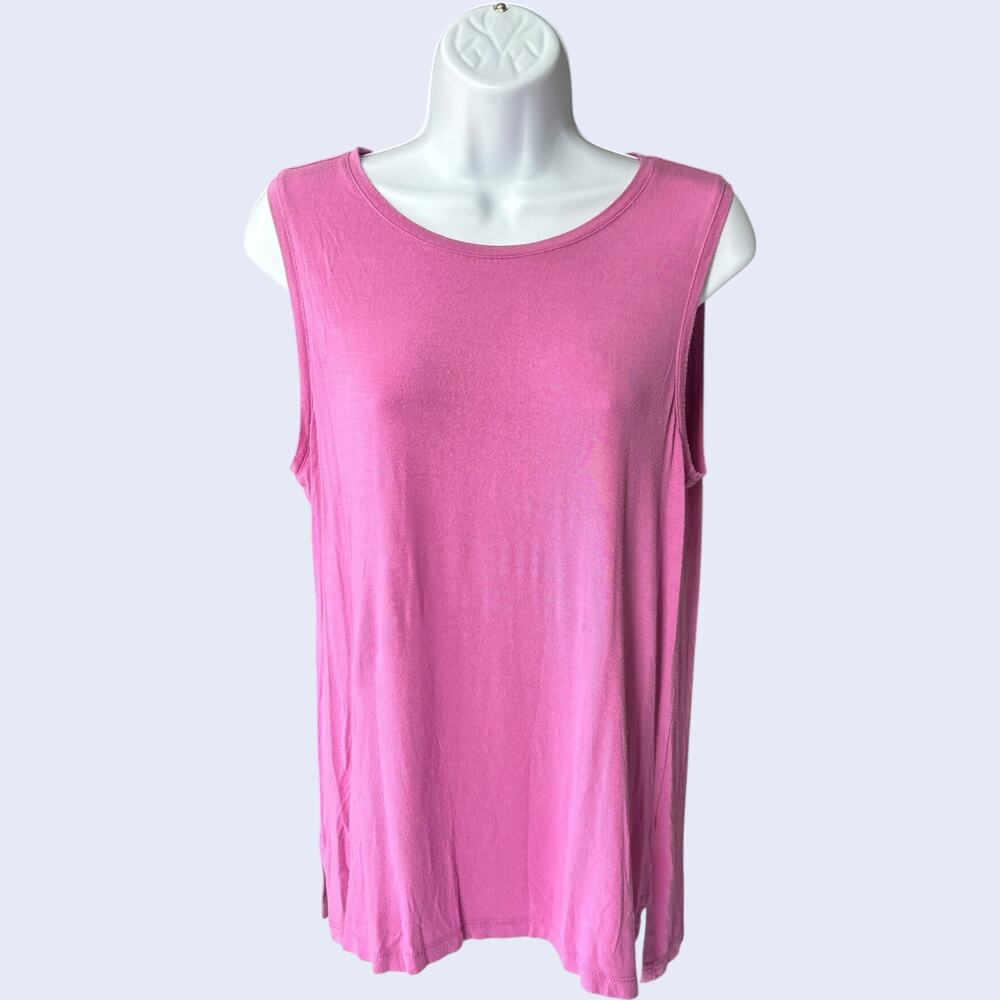 Adrienne Vittadini L Casual Tank Top Mauve Pink Relaxed Fit Y2K